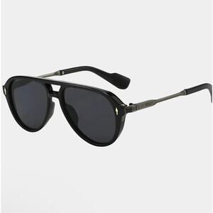 NEW VZN Frames Sainte Maxi | Onyx Black Round Aviator Sunglasses